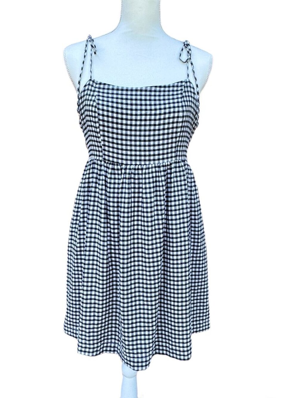 Altar'd State Mini Sundress Medium Black White Gingham Check Picnic Cottagecore